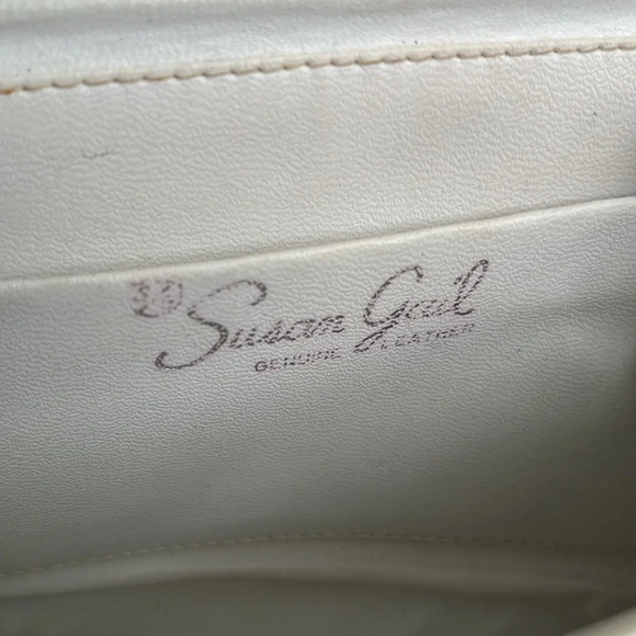Vintage 60s Susan Gail Ivory Genuine Leather Handbag Clutch - Picture 6 of 6